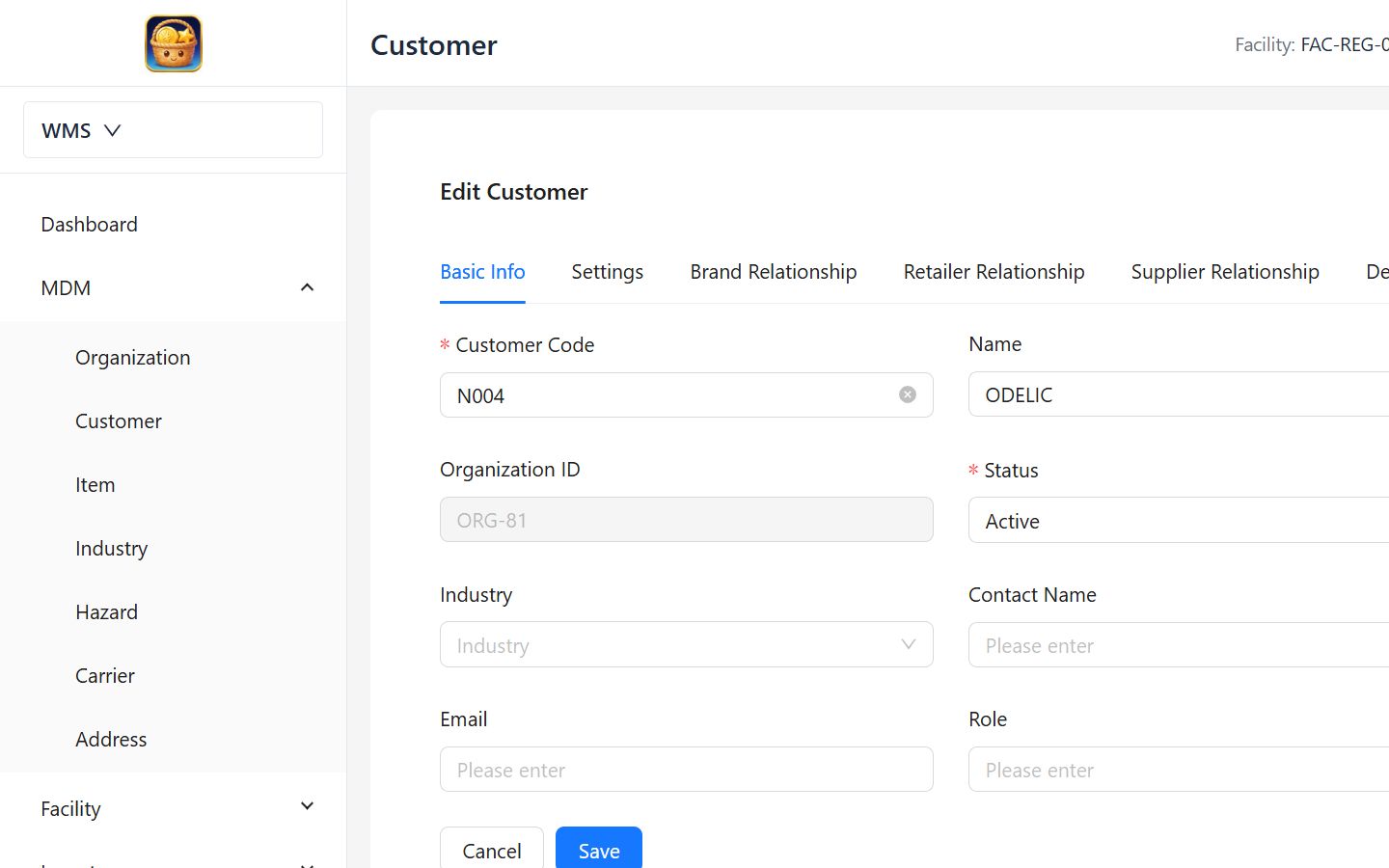 Customer Basic Info 页面截图