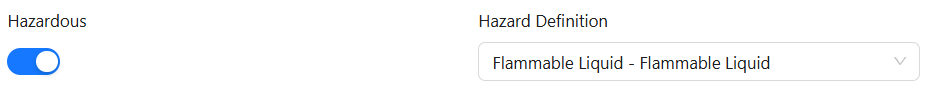 Item 中 Hazardous 与 Hazard Definition 设置截图