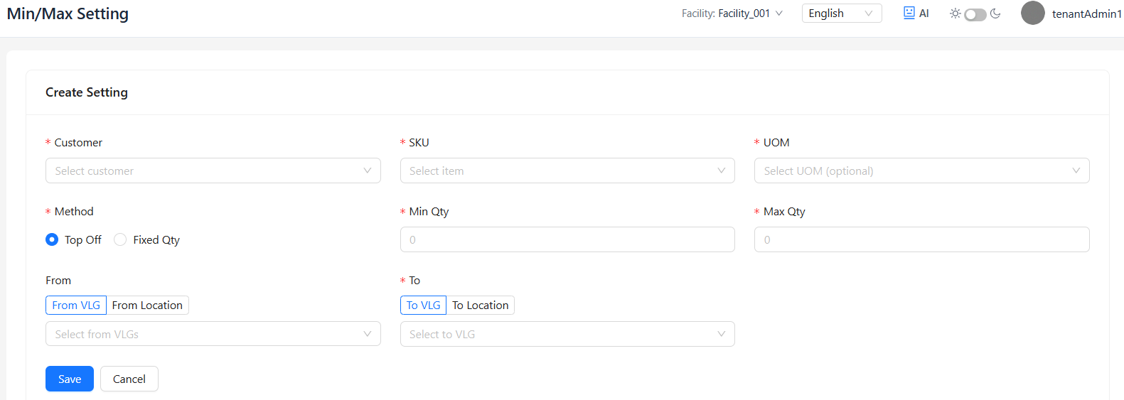 Create Setting 页面截图