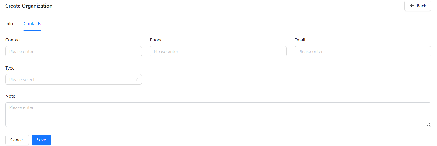 Organization Contacts 页面截图